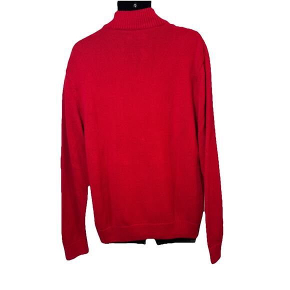 Chaps Men Sz XL Red Sweater Quarter Button Mock Neck Cable Knit Sweater Dad - Picture 7 of 15